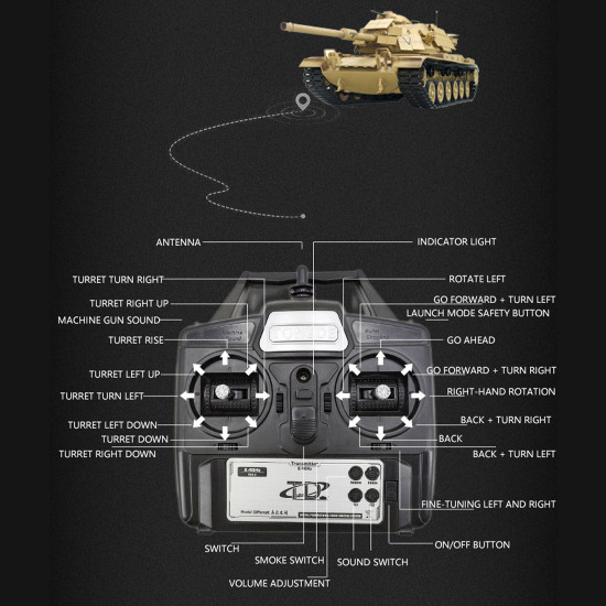 1/16 rc tank 2.4g american m60a1 main battle tank model vehicle model toys with lights&sounds (basic version)