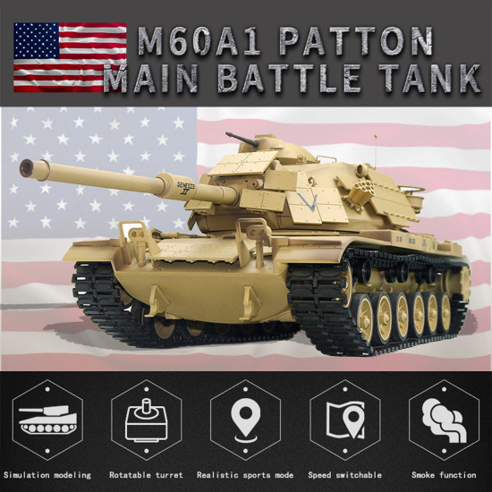 1/16 rc tank 2.4g american m60a1 main battle tank model vehicle model toys with lights&sounds (basic version)