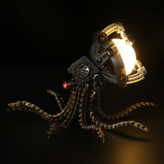 3d metal steampunk galaxy craft puzzle mechanical octopus with desk lamp model diy assembly for home decor creative gift-1060pcs