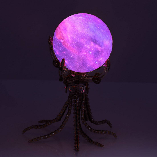 1060pcs steampunk mechanical octopus metal model kits with jupiter moon lamp