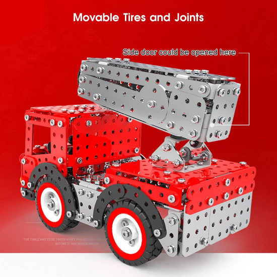 1375pcs+ diy metal assembly fire truck model exquisite four-piece educational toy gift