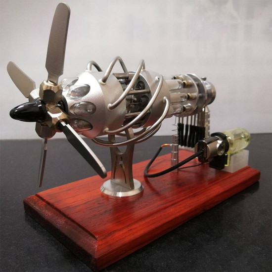 16 cylinder upgraded stirling engine model quartz glass hot air creative motor engine generator