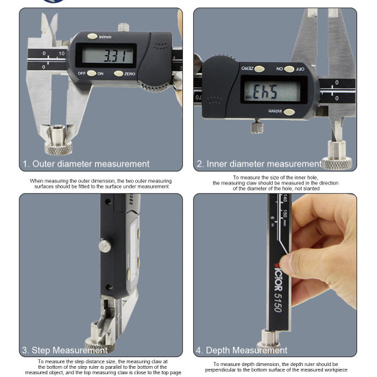 200mm electronic digital caliper with large lcd screen