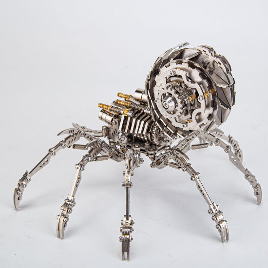 203pcs diy mini 3d metal spider beast with led light model building kit toys