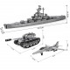 2493pcs+ diy metal assembly educational toy for land, sea and air (battleship + tank + fighter)