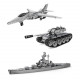 2493pcs+ diy metal assembly educational toy for land, sea and air (battleship + tank + fighter)