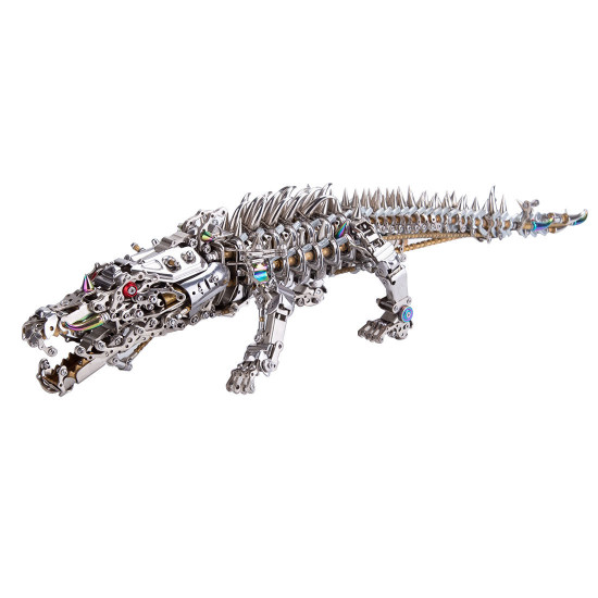 3d diy metal mechanical crocodile assembly model building kits 1500+pcs