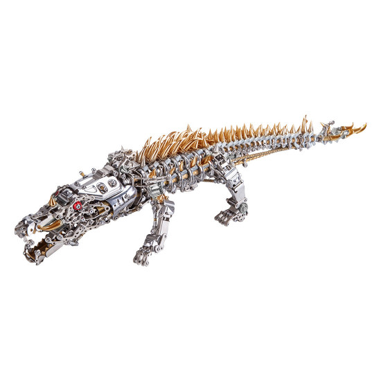 3d diy metal mechanical crocodile assembly model building kits 1500+pcs