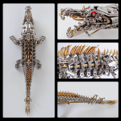 3d diy metal mechanical crocodile assembly model building kits 1500+pcs