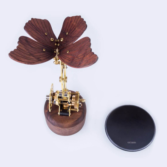 3d mechanical geared walnut wooden butterfly model