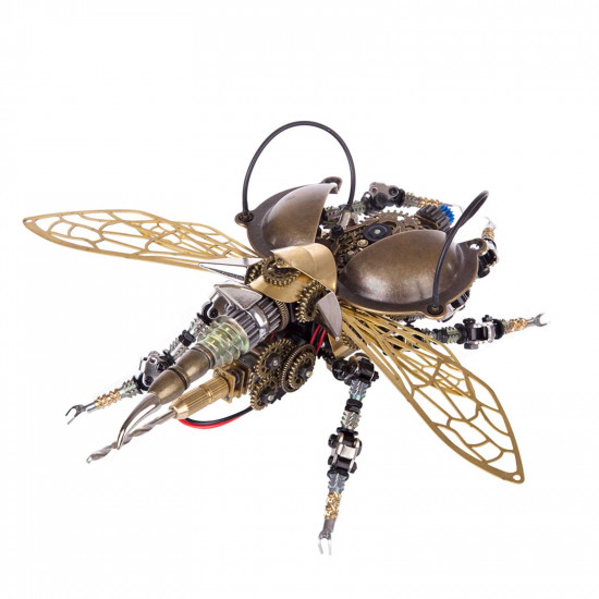 3d metal diy rotatable steampunk beetle insect assembly kit with voice control light