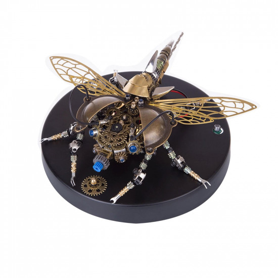 3d metal diy rotatable steampunk beetle insect assembly kit with voice control light