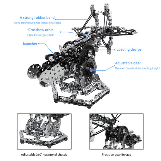 3d metal mechanical puzzle dragon crossbow model assembly kit for kids, teens, and adults-812pcs