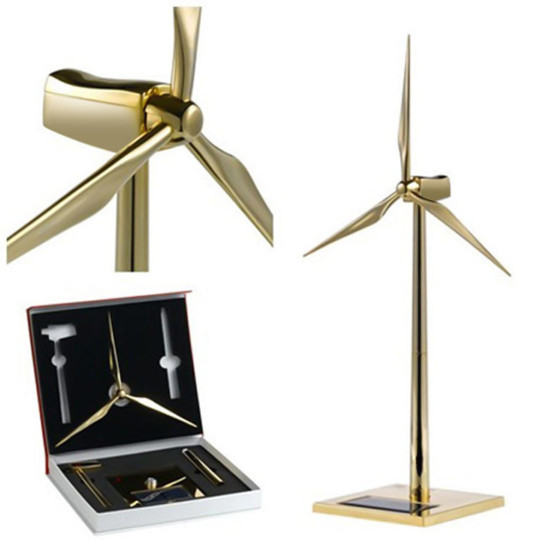 3d metal windmill assembly model solar powered wind turbine model golden