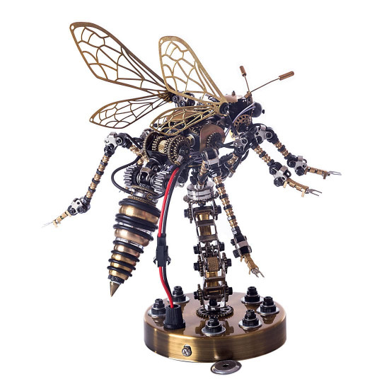 3d stainless steel insects puzzle model kit diy sound control mechanical wasp assembly jigsaw crafts