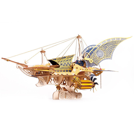 3d steampunk ancient greek fantasy spaceship wooden puzzle toy model 300+pcs