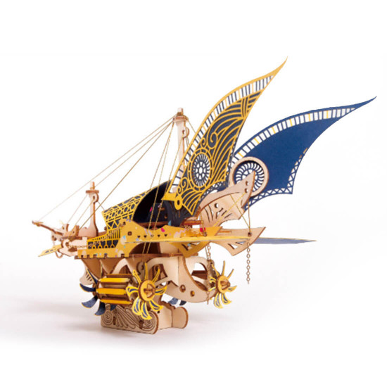 3d steampunk ancient greek fantasy spaceship wooden puzzle toy model 300+pcs