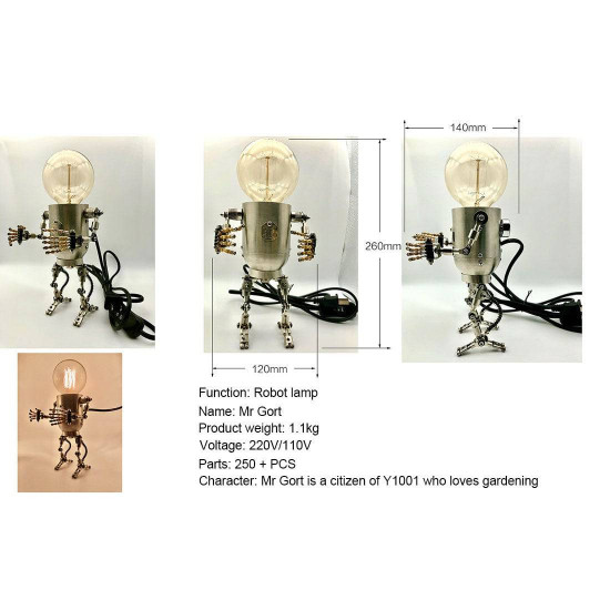 3d steampunk metal robot mr gort hobby model kit with led light