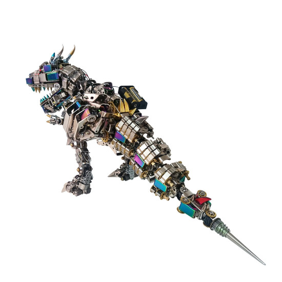 3d metal rex dinosaur mechanical puzzle  diy assembly model kit - 2500pcs+55cm height