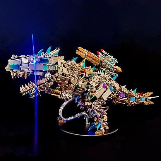 3d metal rex dinosaur mechanical puzzle  diy assembly model kit - 2500pcs+55cm height