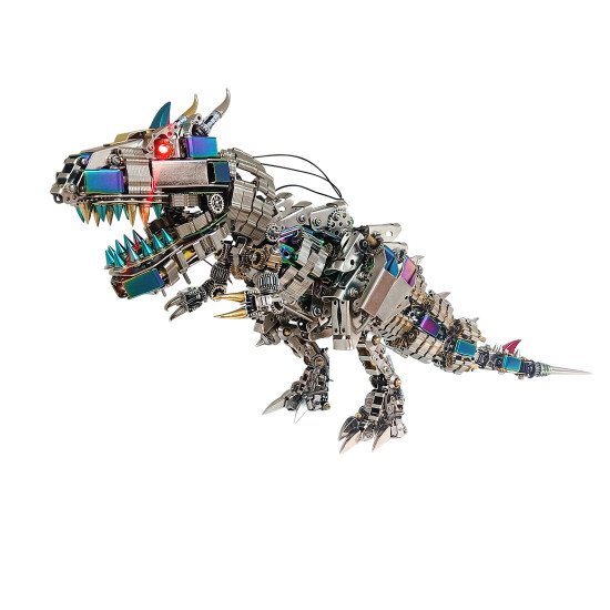 3d metal rex dinosaur mechanical puzzle  diy assembly model kit - 2500pcs+55cm height