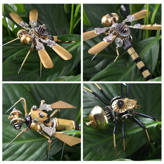 3pcs steampunk mini insect metal model home decoration