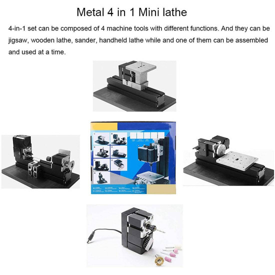 4 in 1 wire saw wood lathe sand mill handheld micro machine tool diy assembly kit 100pcs+