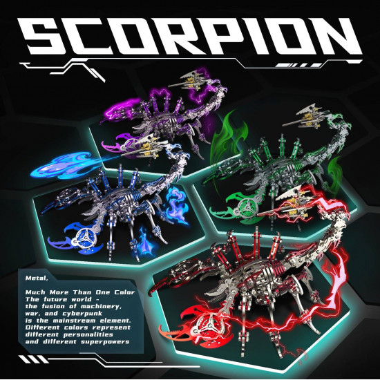 4pcs scorpions diy animal 3d metal model kits for adult