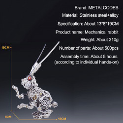 500pcs punk mechanical rabbit diy assembly model 3d metal puzzle