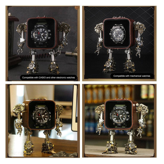 540pcs+ diy mechanical chronos watch stand mecha warrior metal model