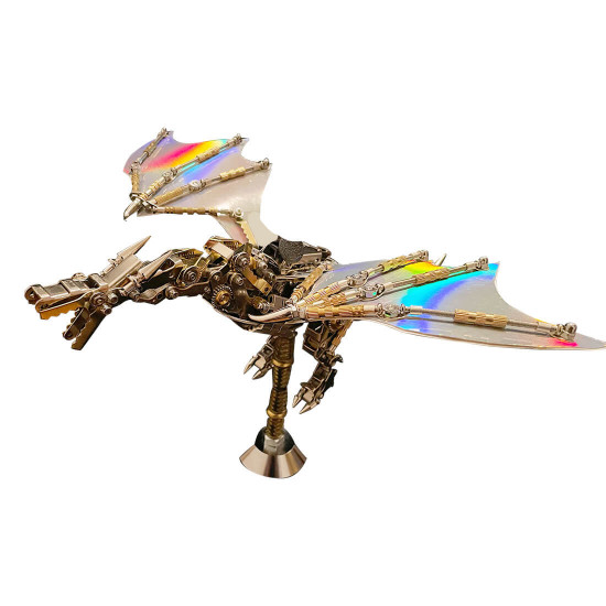 600cs diy mechanical steampunk western dragon with wing assembly 3d metal model kits