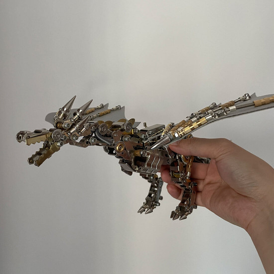 600cs diy mechanical steampunk western dragon with wing assembly 3d metal model kits