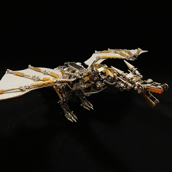 600cs diy mechanical steampunk western dragon with wing assembly 3d metal model kits