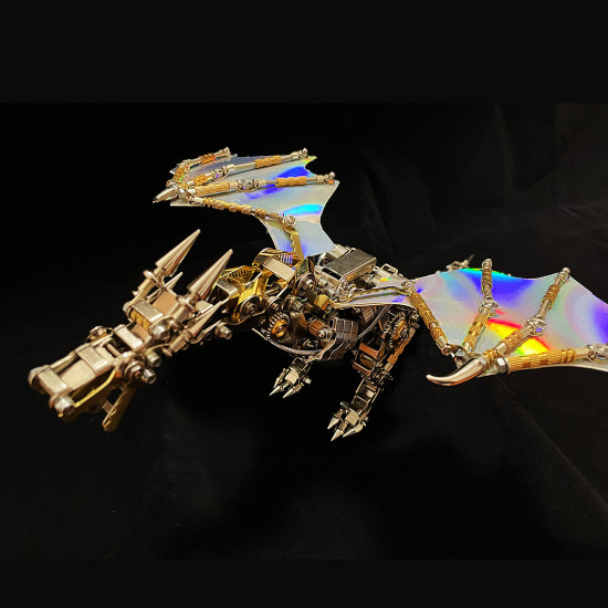 600cs diy mechanical steampunk western dragon with wing assembly 3d metal model kits