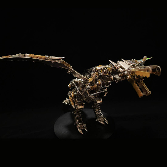 600cs diy mechanical steampunk western dragon with wing assembly 3d metal model kits