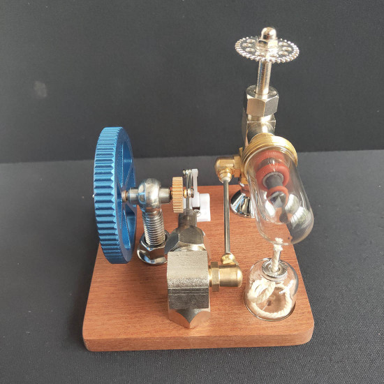 adjustable speed stirling engine model toy with vertical flywheel science experiment