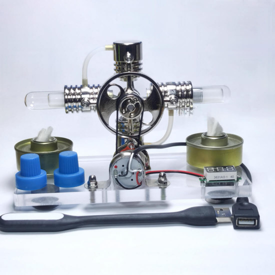 alpha hot air horizontal opposed generator stirling engine model science toy