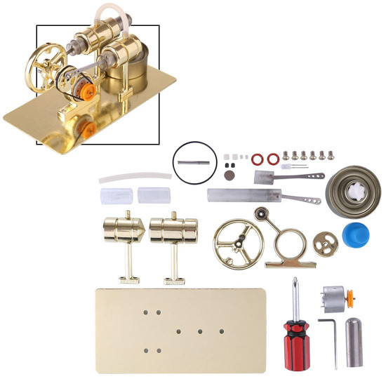 assembly single cylinder stirling engine generator diy model - golden