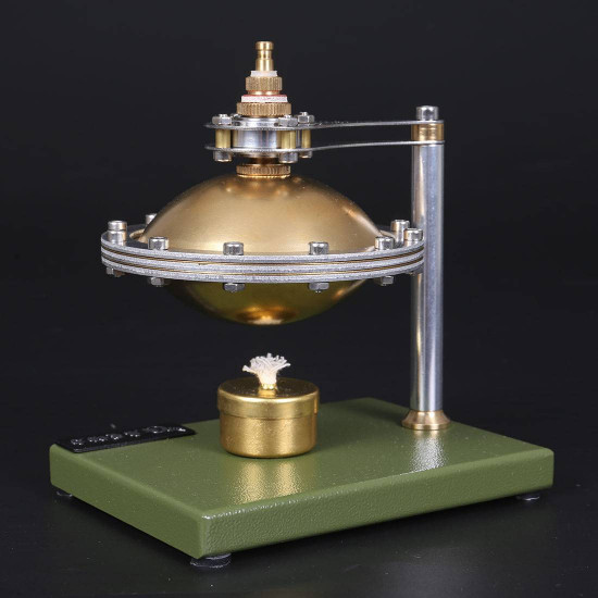 assembly ufo spin suspension hero's steam engine with copper boiler