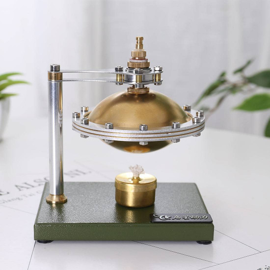 assembly ufo spin suspension hero's steam engine with copper boiler