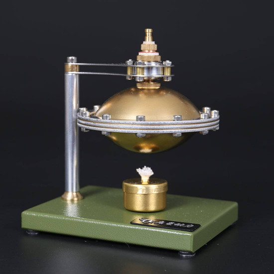 assembly ufo spin suspension hero's steam engine with copper boiler