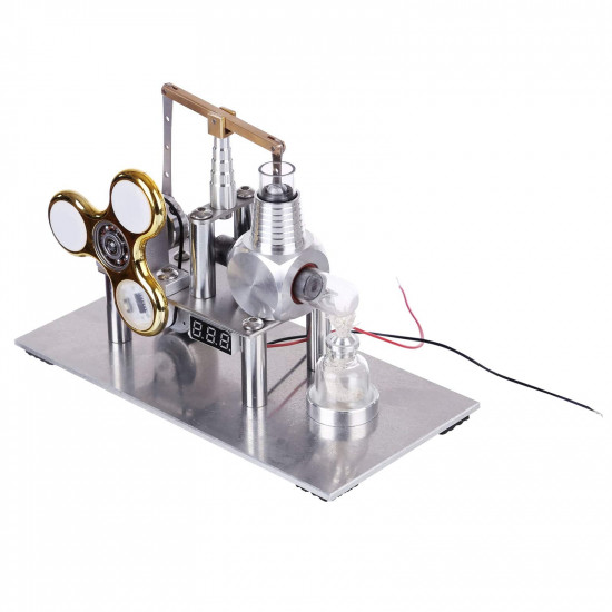 balance type hot air v2 stirling engine generator with luminous gyroscope bulb experiment toy