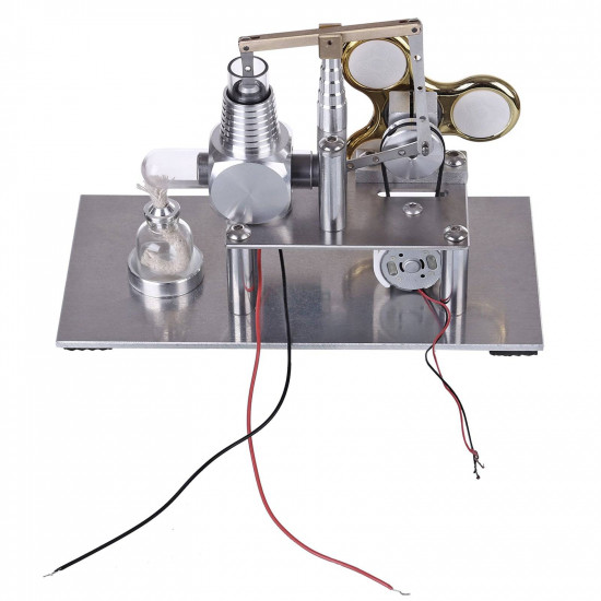 balance type hot air v2 stirling engine generator with luminous gyroscope bulb experiment toy