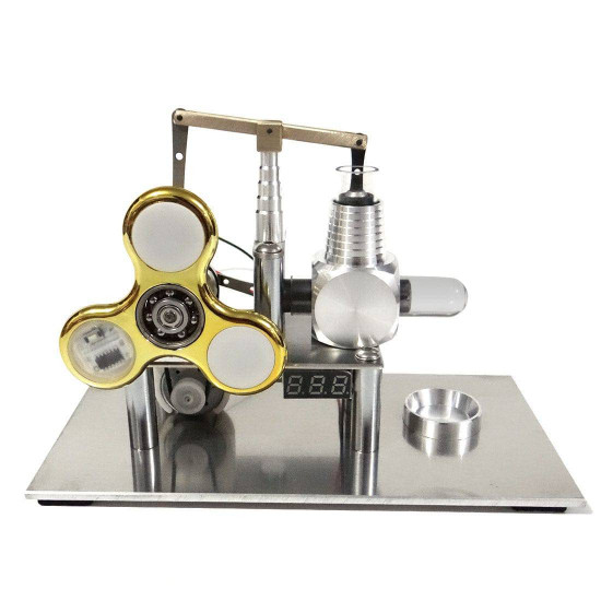 balance type hot air v2 stirling engine generator with luminous gyroscope bulb experiment toy