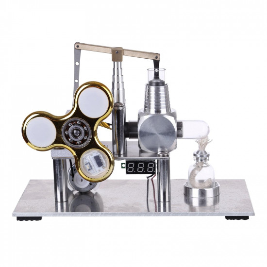 balance type hot air v2 stirling engine generator with luminous gyroscope bulb experiment toy