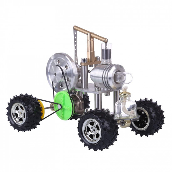 balance type single cylinder hot air stirling engine powered modified 4-wheeled car model physical experiment lab toy