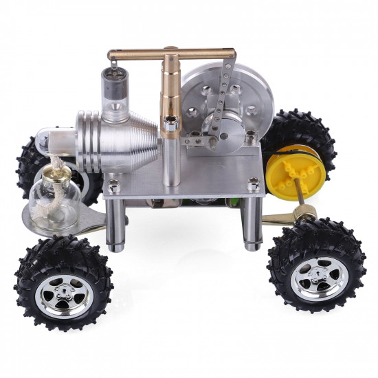 balance type single cylinder hot air stirling engine powered modified 4-wheeled car model physical experiment lab toy