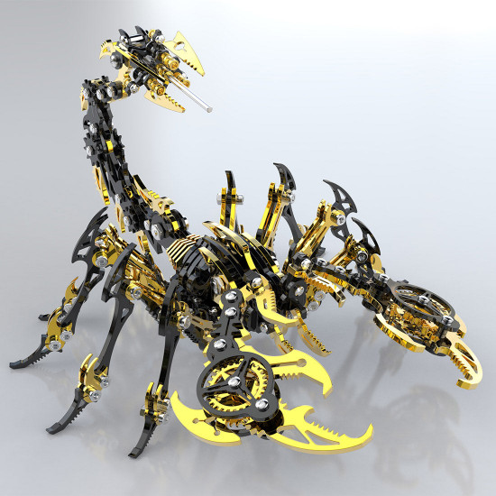 black & golden 3d stainless steek diy scorpion metal model kits