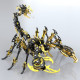 black & golden 3d stainless steek diy scorpion metal model kits