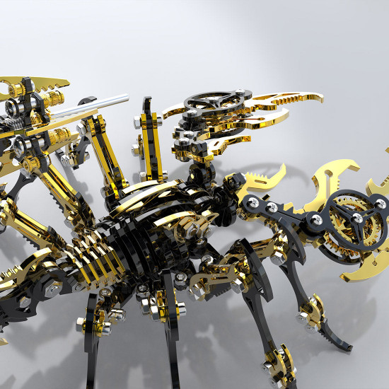 black & golden 3d stainless steek diy scorpion metal model kits